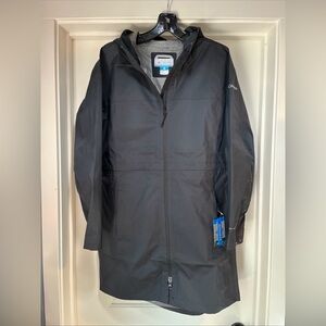 Womens Medium Columbia Weekend Adventure II Long Shell Jacket Black Waterproof